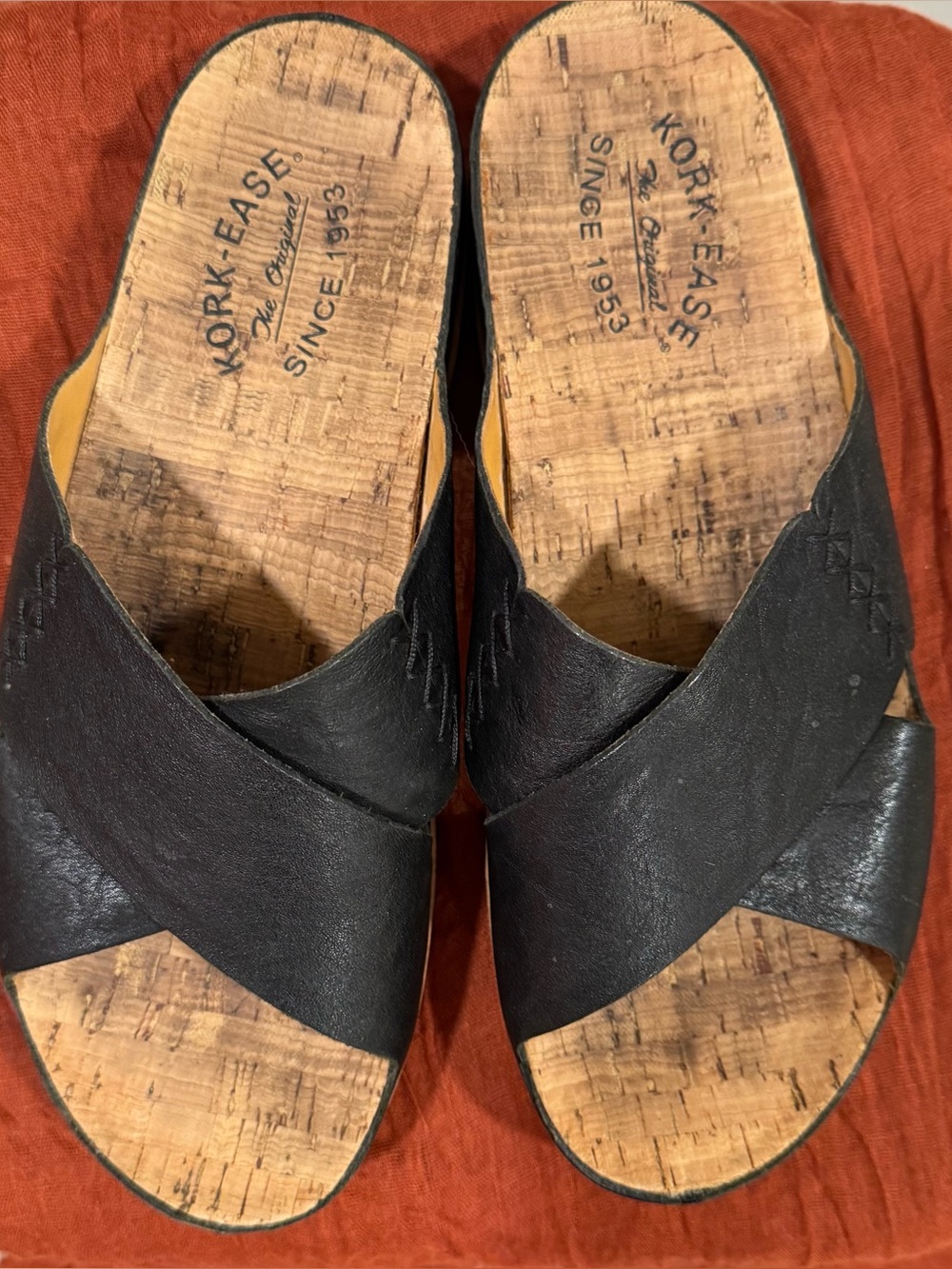 Kork-Ease Amboy Black Leather Sandals – Women’s Size 9